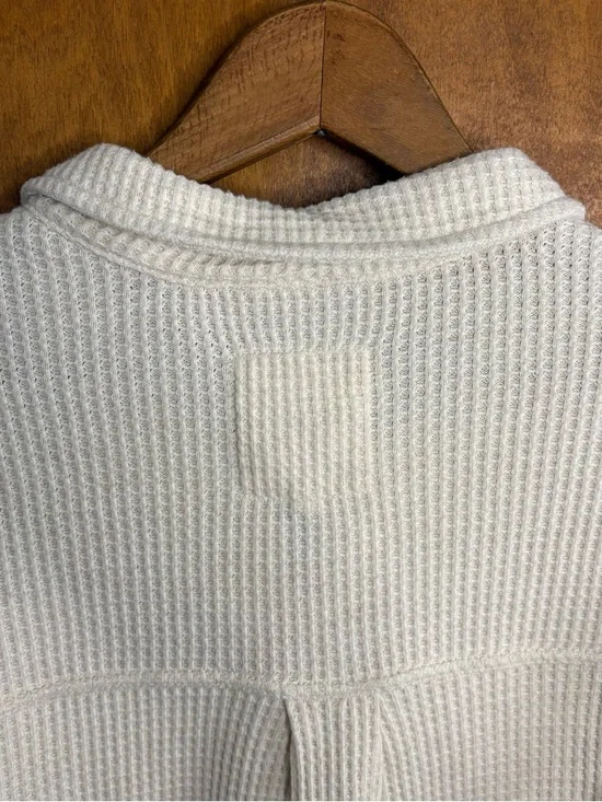 Aerie LumberJane Waffle Knit Shirt Oversized Henley Button Up Top Shacket Y2K S - Picture 4 of 11